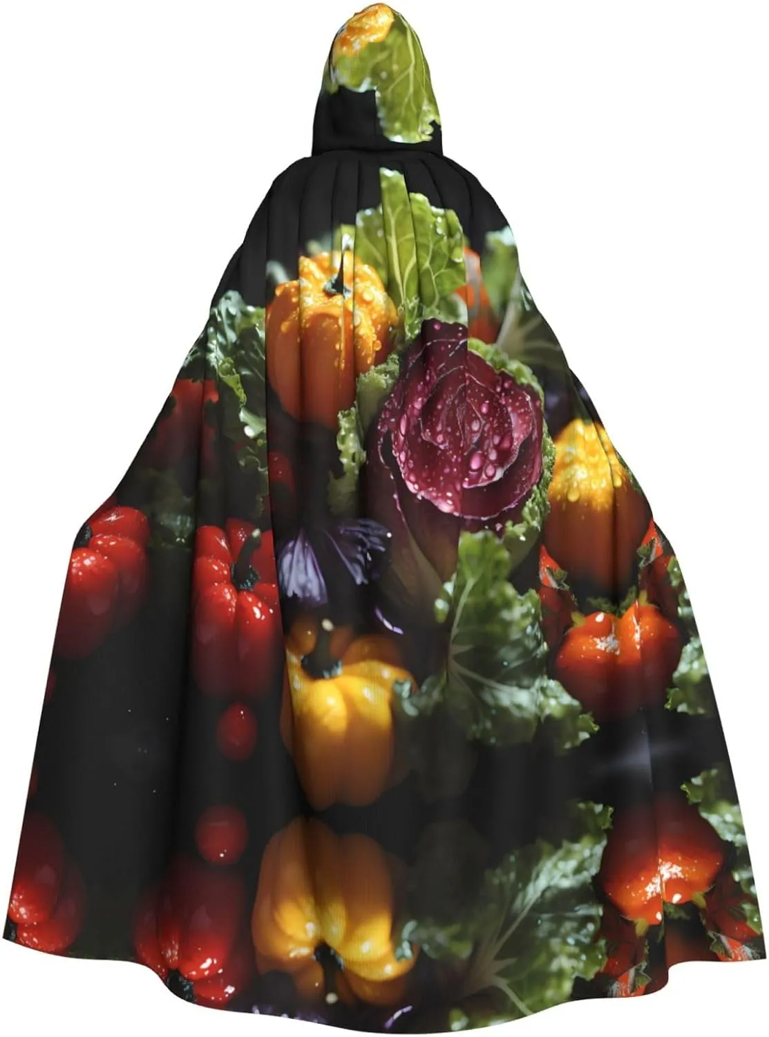 Fresh Cabbage Prints Adult Hooded Cape Cloak for Halloween, Role-Playing, and Costume Parties