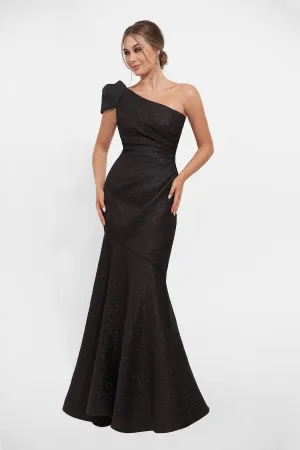 Fresh One Shoulder Fanny Metallic Jacquard Fit and Flare Gown - K278007A