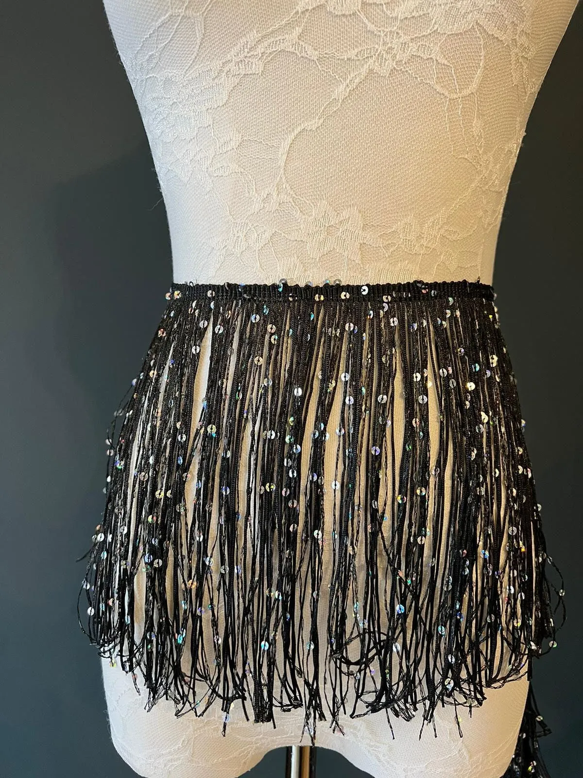 Fringe, Fringe With Sequins, Sequinned,  Sequin Fringe, Dance, Costumes, Fashion, Party, Dress Fringe, 20cm, 8 inch, 8 Colours, Green