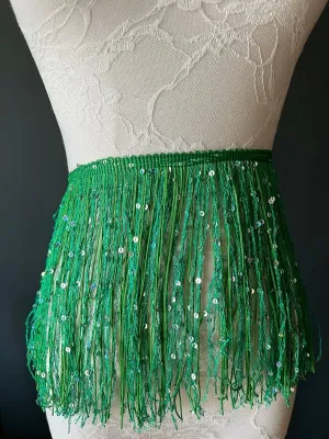 Fringe, Fringe With Sequins, Sequinned,  Sequin Fringe, Dance, Costumes, Fashion, Party, Dress Fringe, 20cm, 8 inch, 8 Colours, Green