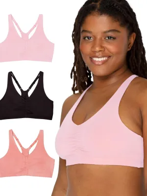 Fruit of the Loom Women's Adjustable Shirred Front Racerback Sports Bra Multi Packs!
