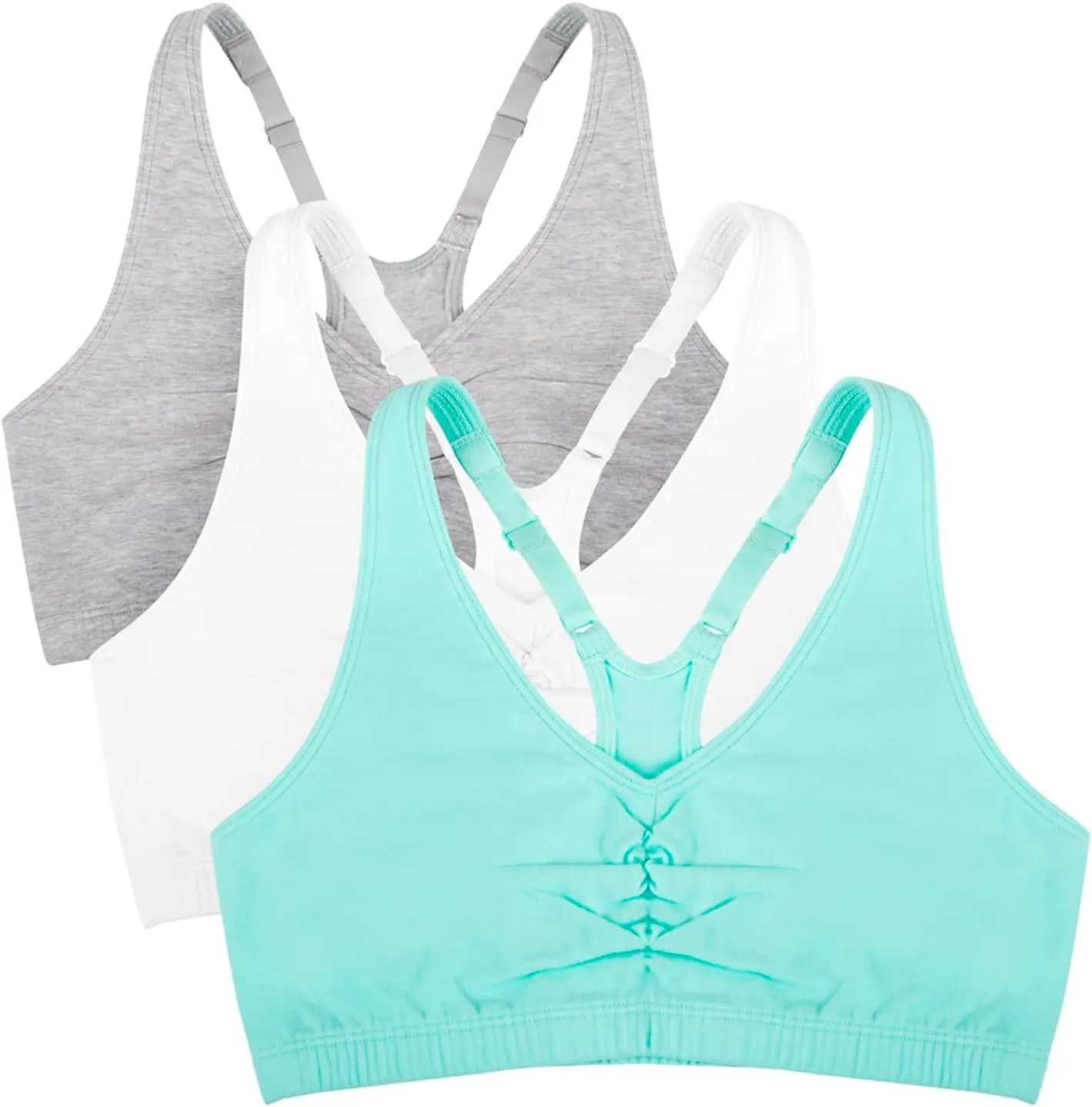 Fruit of the Loom Women's Adjustable Shirred Front Racerback Sports Bra Multi Packs!