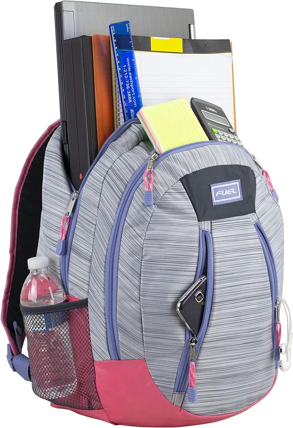 FUEL Sport Multi-Functional Carry On Luggage Weekender Gym Active Water Resistant Daypack Backpack Bag, Grey Delight