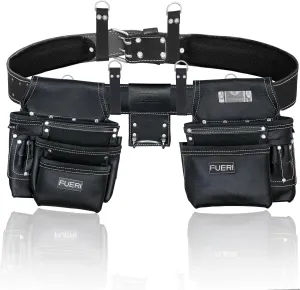 FUERI Leather Tool Belt Bags Pouches Heavy Duty for Men Construction Carpenter Electrician Framer Women Iron Worker