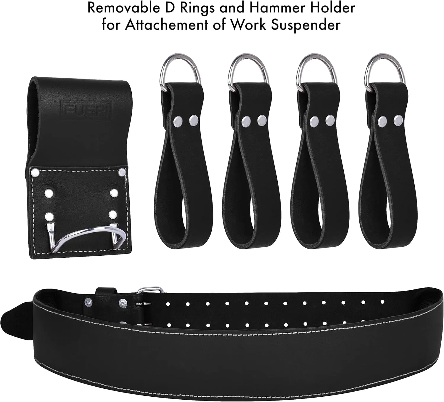 FUERI Leather Tool Belt Bags Pouches Heavy Duty for Men Construction Carpenter Electrician Framer Women Iron Worker