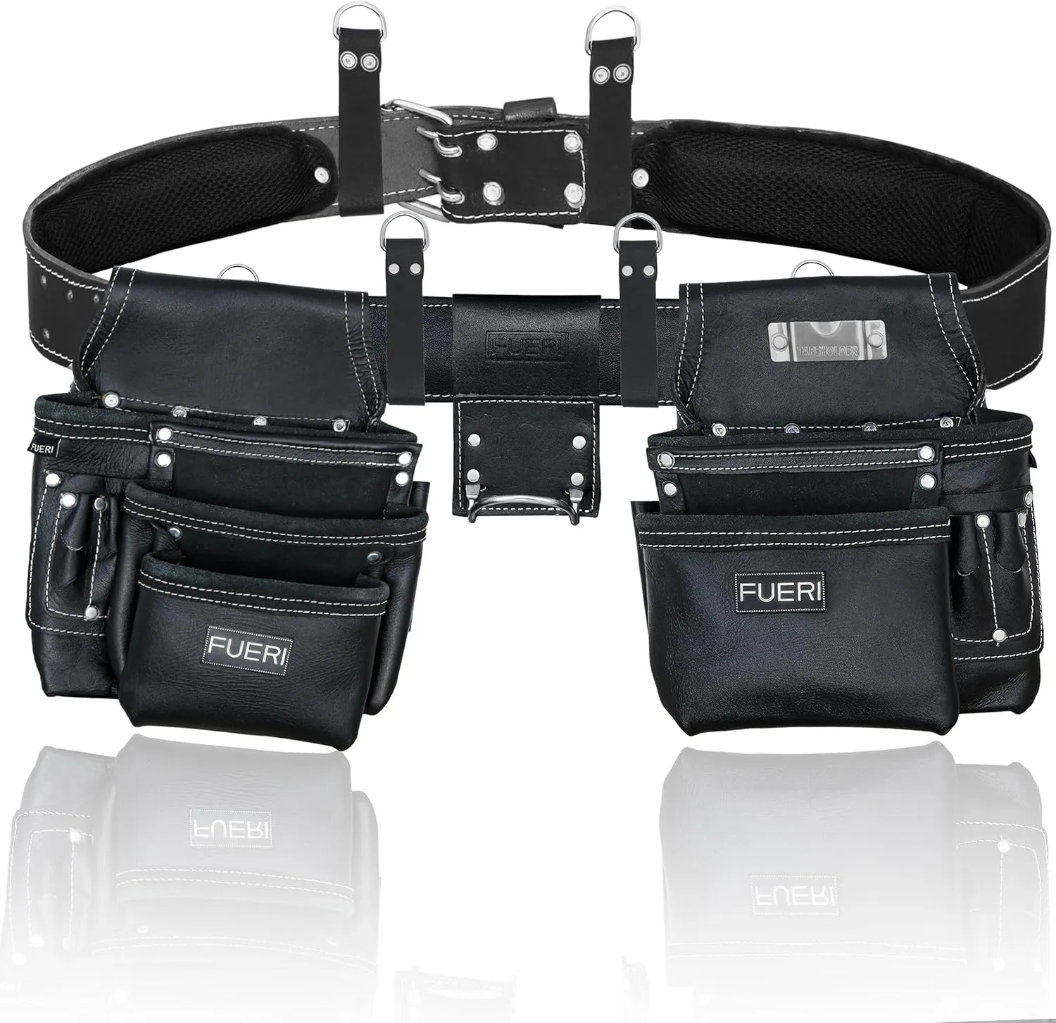 FUERI Leather Tool Belt Bags Pouches Heavy Duty for Men Construction Carpenter Electrician Framer Women Iron Worker