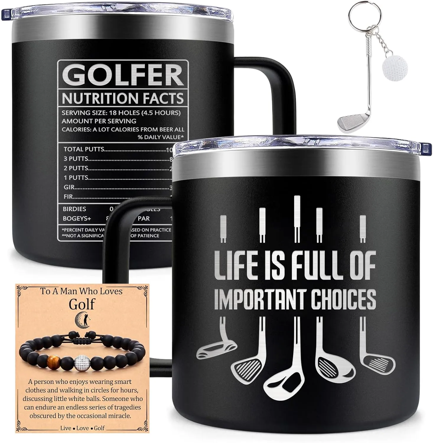 Fufendio Golf Gifts for Men - Fathers Day Golf Gift for Dad, Grandpa - Cool Gifts for Golfers - Life Is Full of Important Choices Coffee Mug 14oz