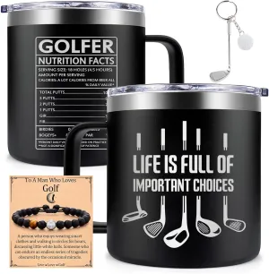Fufendio Golf Gifts for Men - Fathers Day Golf Gift for Dad, Grandpa - Cool Gifts for Golfers - Life Is Full of Important Choices Coffee Mug 14oz