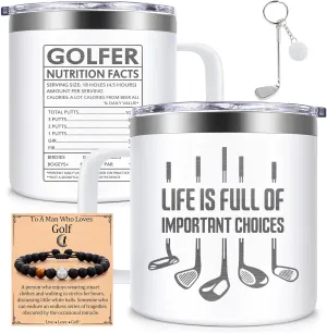 Fufendio Golf Gifts for Men, Women - Fathers Day Golf Gift for Dad, Grandpa - Cool Gifts for Golfers - Life Is Full of Important Choices Coffee Mug 14oz