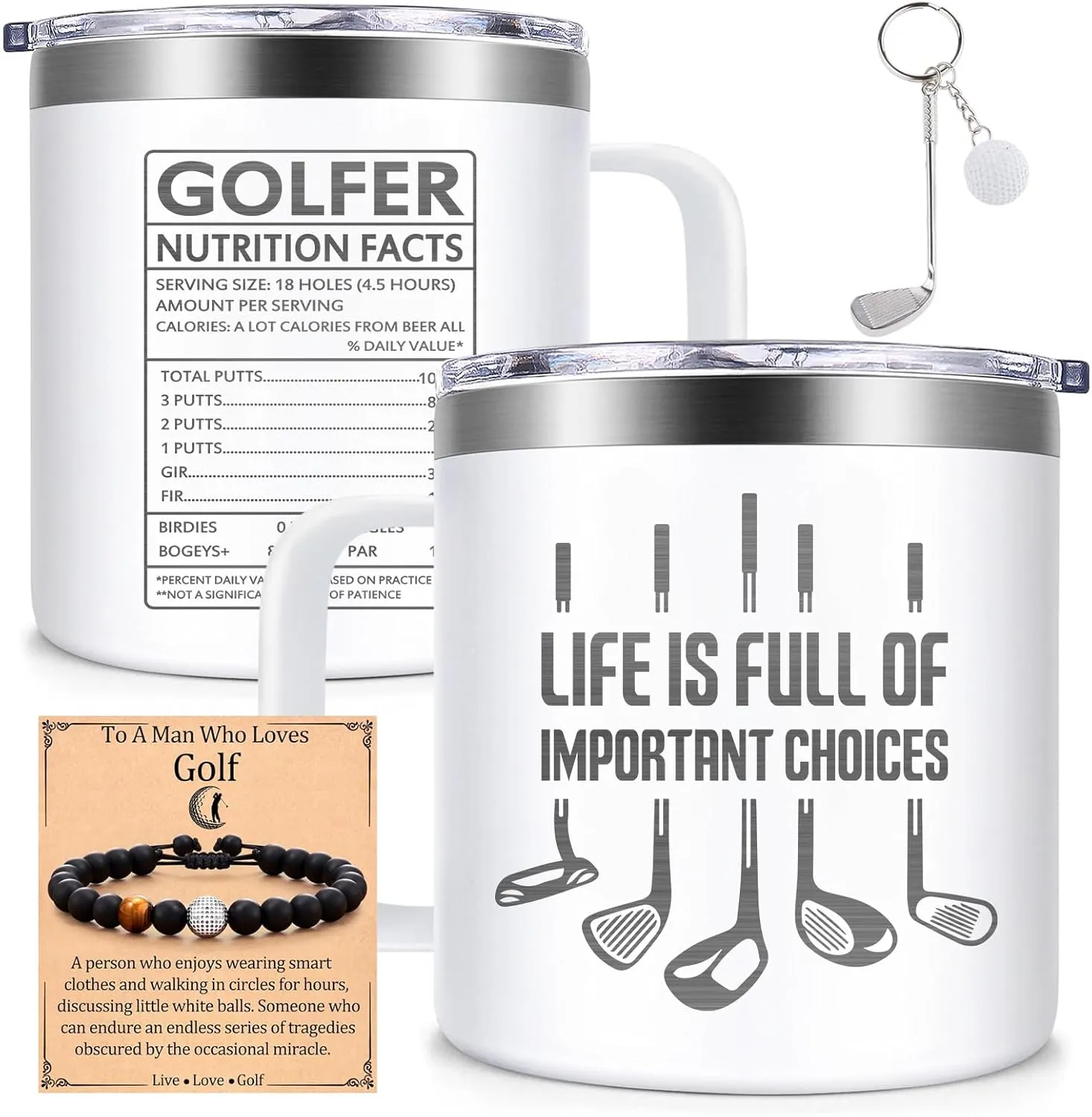 Fufendio Golf Gifts for Men, Women - Fathers Day Golf Gift for Dad, Grandpa - Cool Gifts for Golfers - Life Is Full of Important Choices Coffee Mug 14oz