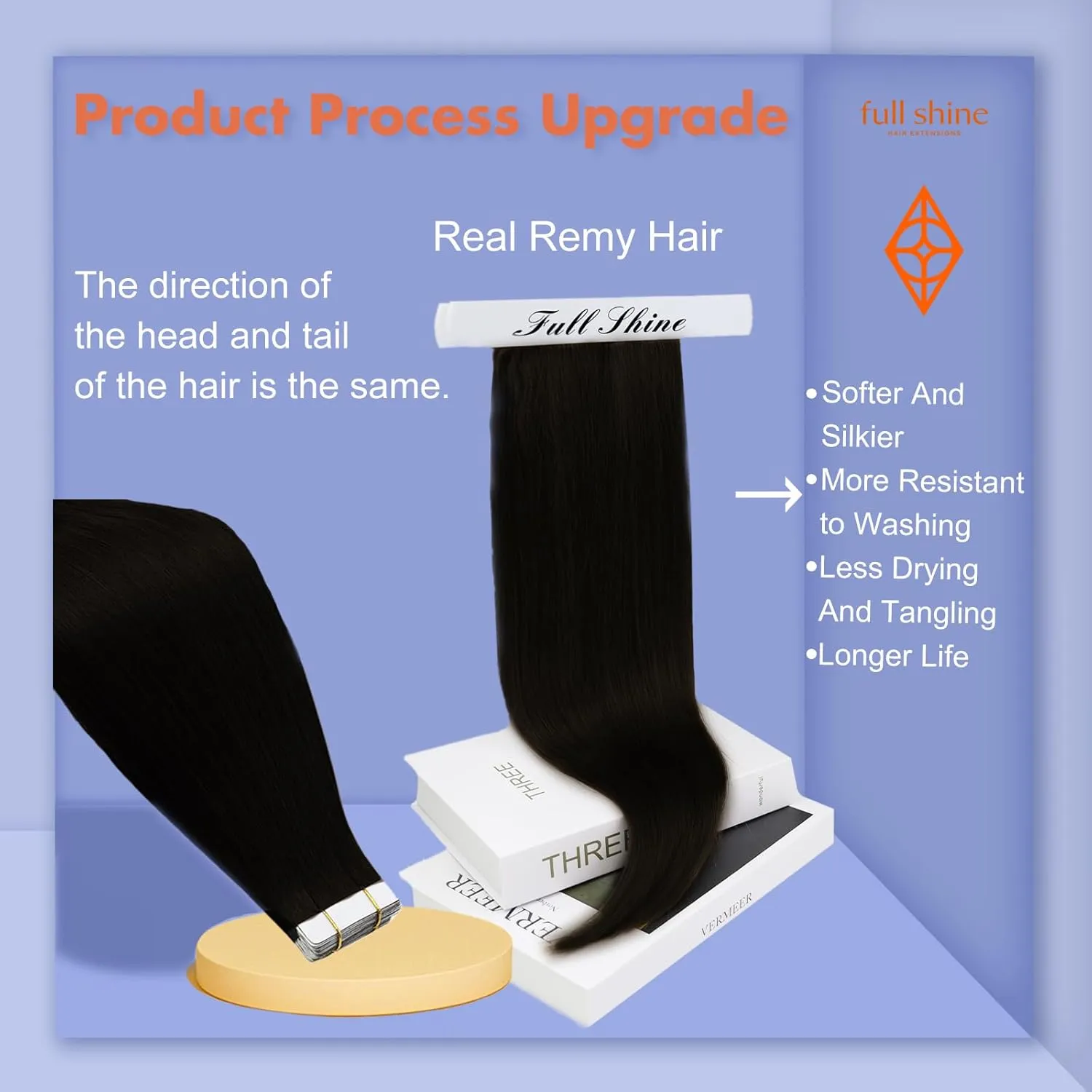 Full Shine Tape in Real Human Hair 14 Inch Color 1 Jet Black Pu Remy Tape in Hair Extensions Straight Hair 20 pcs Seamless Tape ins Skin Weft Glue in Human Hair Extensions 50 Gram Add Volume