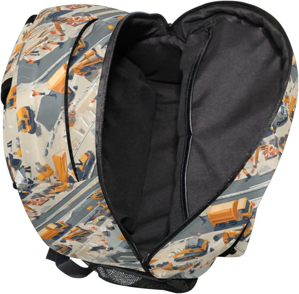 Fun Backpack for Teens Boys Girls Waterproof Backpack with Chest Strap for Business Work College Travel Trip Construction Scene Concrete Mixer Truck
