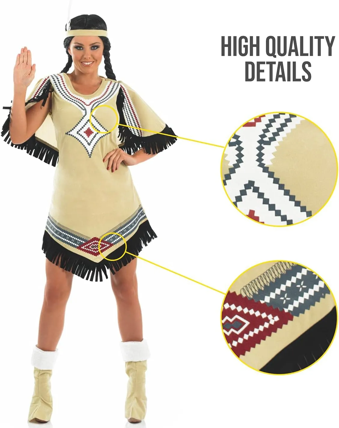 fun shack Native American Costume Women, Native American Dress for Women, Warrior Princess Costume Women