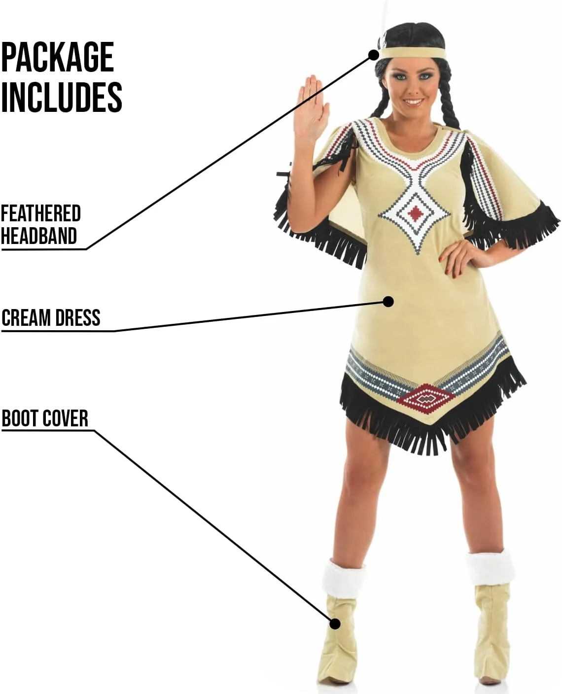 fun shack Native American Costume Women, Native American Dress for Women, Warrior Princess Costume Women