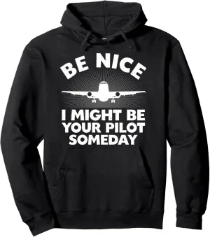 Funny Airline Pilot Art For Men Women Aviation Future Pilot Pullover Hoodie