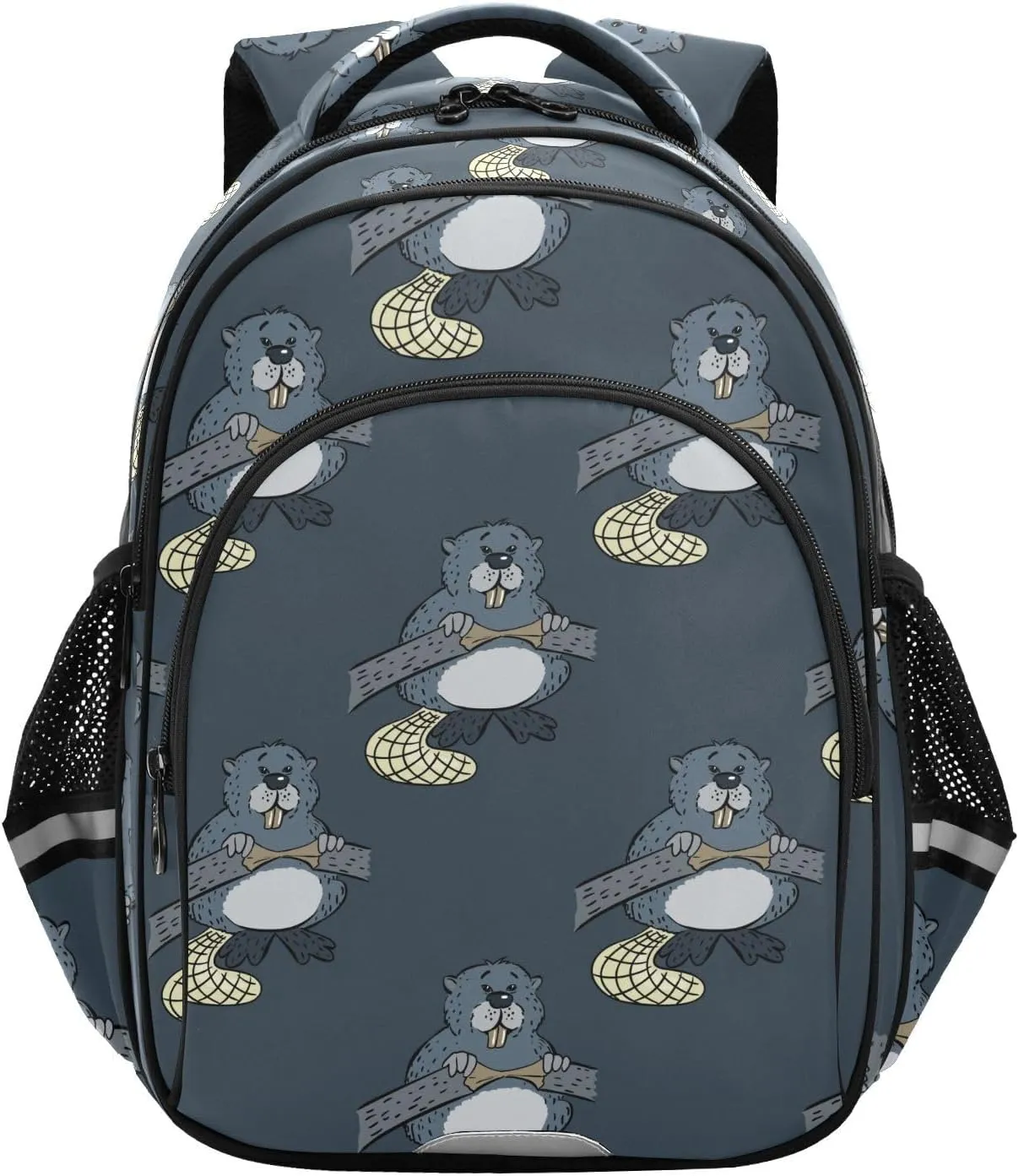 Funny Beaver Pattern Backpack for Kids Elementary School Bag Boys Girls Bookbag Travel Backpack Daypack