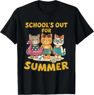 Funny Cats Schools Out For Summer Teacher Last Day Of School T-Shirt