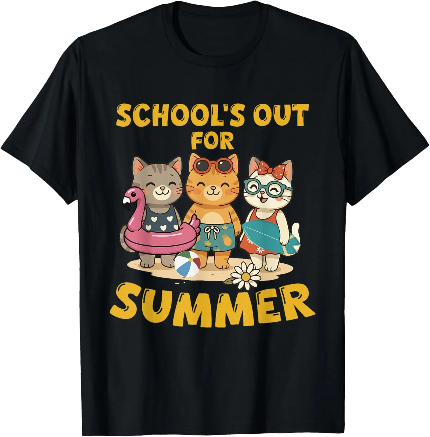 Funny Cats Schools Out For Summer Teacher Last Day Of School T-Shirt