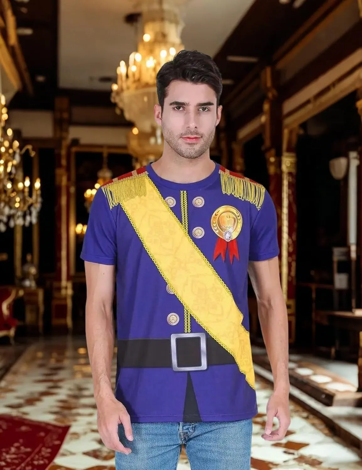 Funny World Men's Prince Costume Royal Charming Halloween T-Shirts