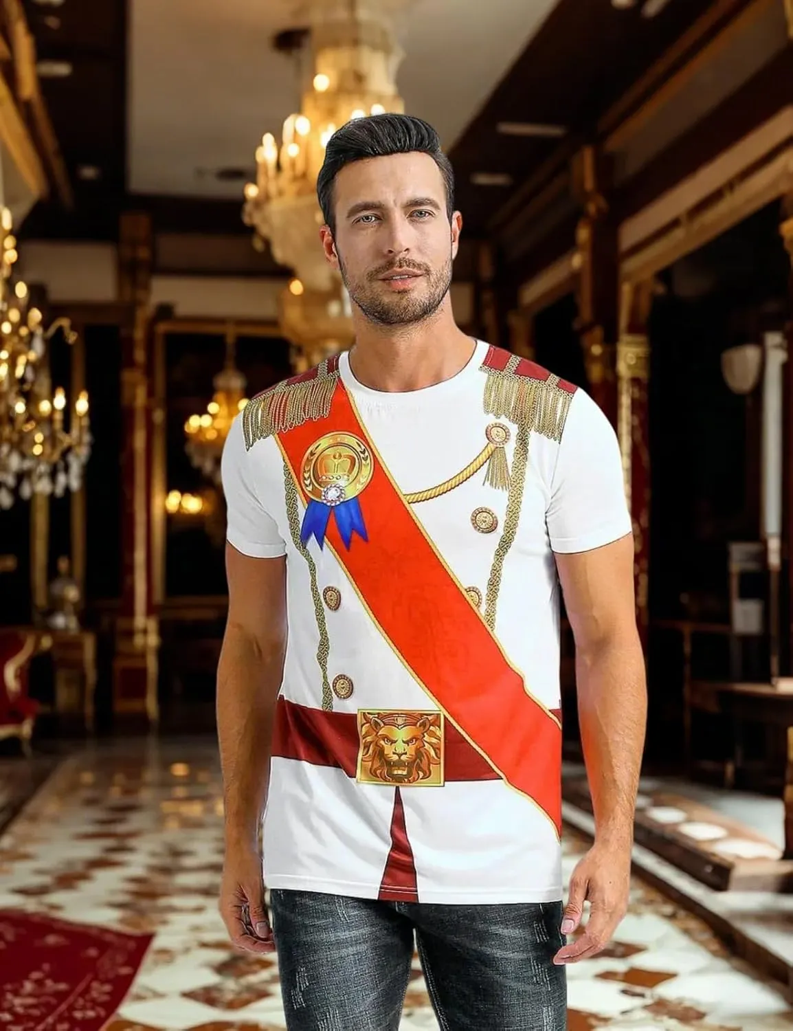 Funny World Men's Prince Costume Royal Charming Halloween T-Shirts
