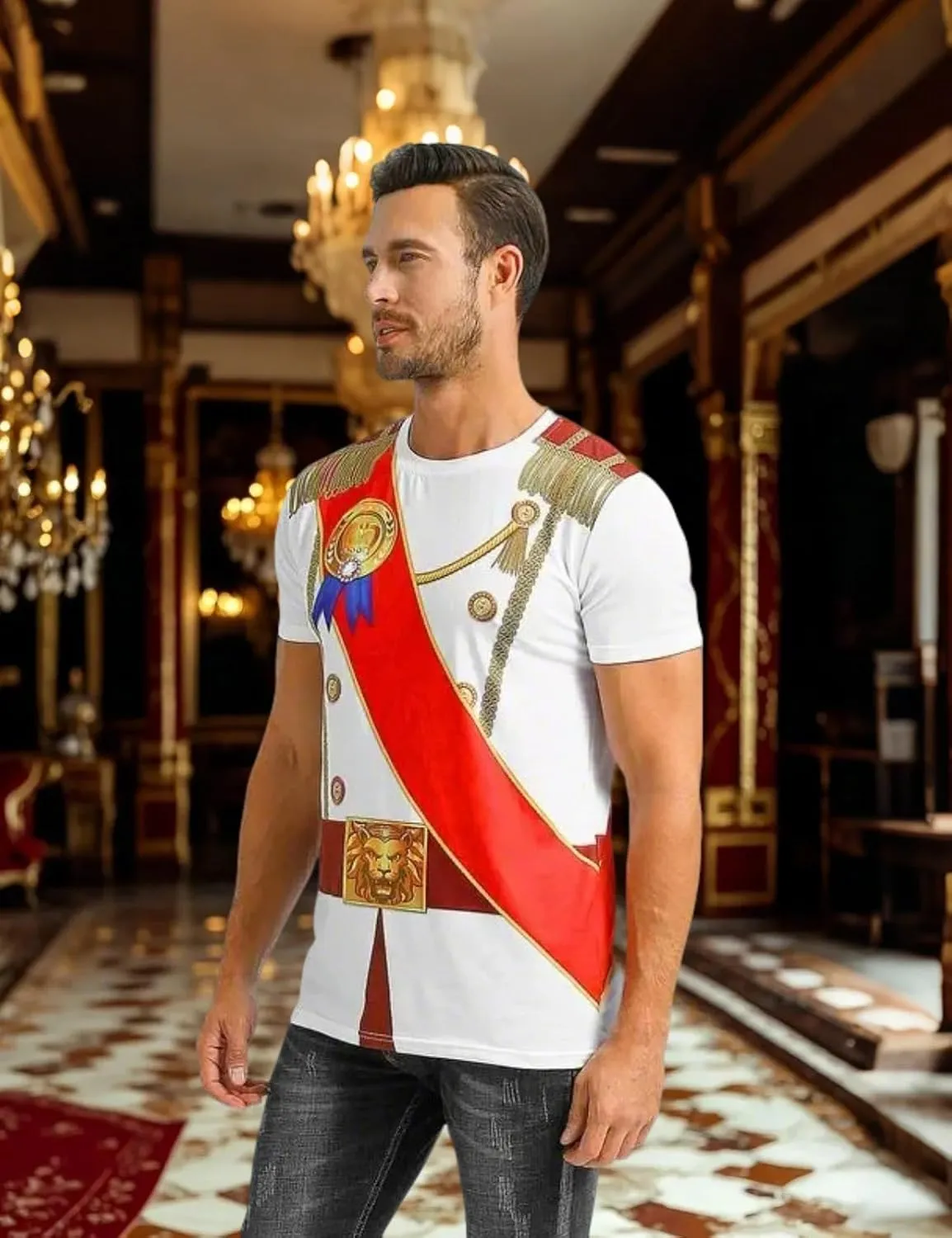 Funny World Men's Prince Costume Royal Charming Halloween T-Shirts