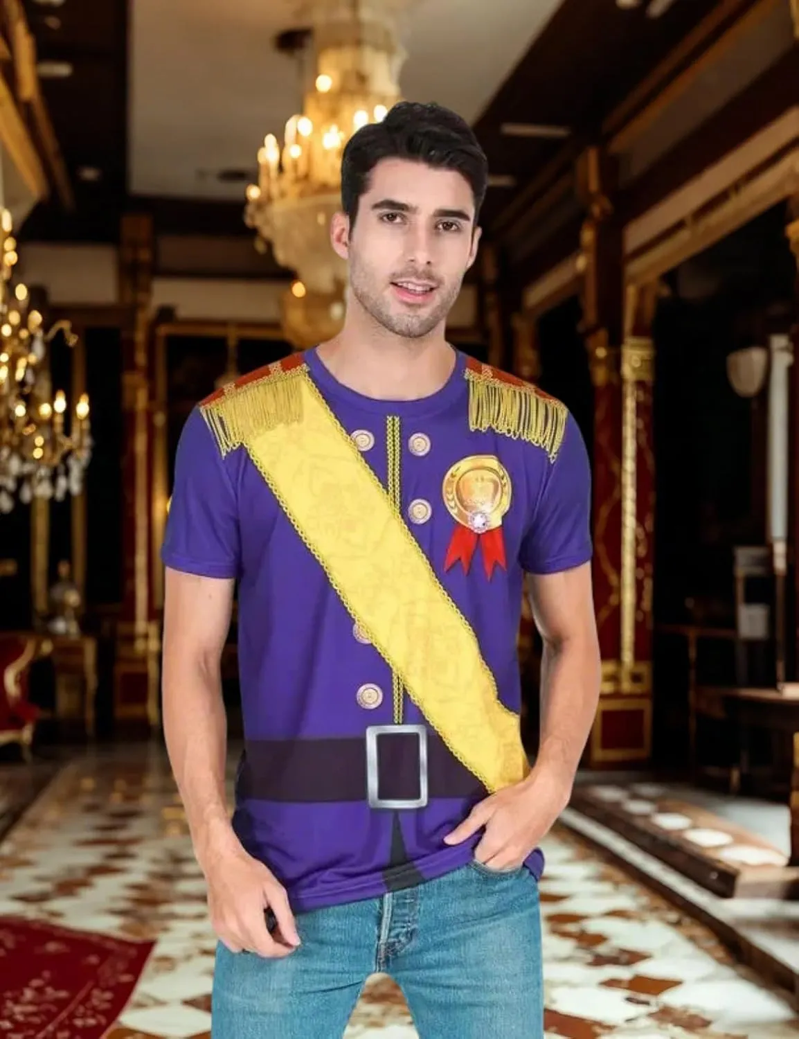 Funny World Men's Prince Costume Royal Charming Halloween T-Shirts