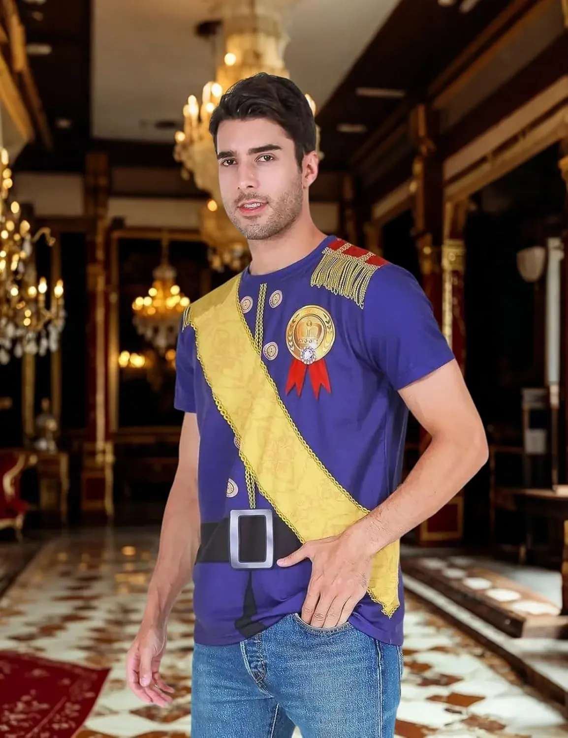 Funny World Men's Prince Costume Royal Charming Halloween T-Shirts