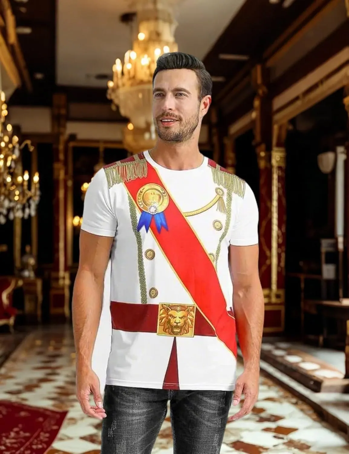 Funny World Men's Prince Costume Royal Charming Halloween T-Shirts