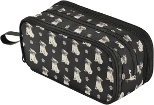 Fustylead Lovely Pug Dogs Large Pencil Case, Durable Pen Pouch with Big Capacity, Minimalist Portable Stationery Bag with Handle for Middle High College School Office Travel