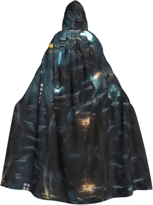 Future Robot Pattern Hooded Cloak for Halloween, Role-playing, Costume Parties, and More