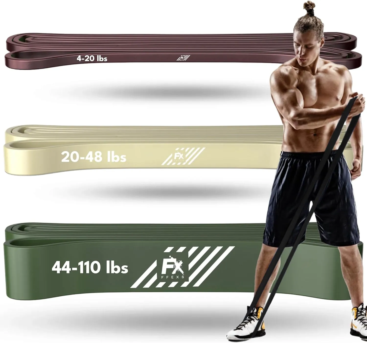 FX FFEXS / Pull up Assistance Bands Set - Pull up Resistance Bands for Men & Women - Elastic Pull up Bands for Working Out & Fitness & Stretch - Pull up Assist Power Bands