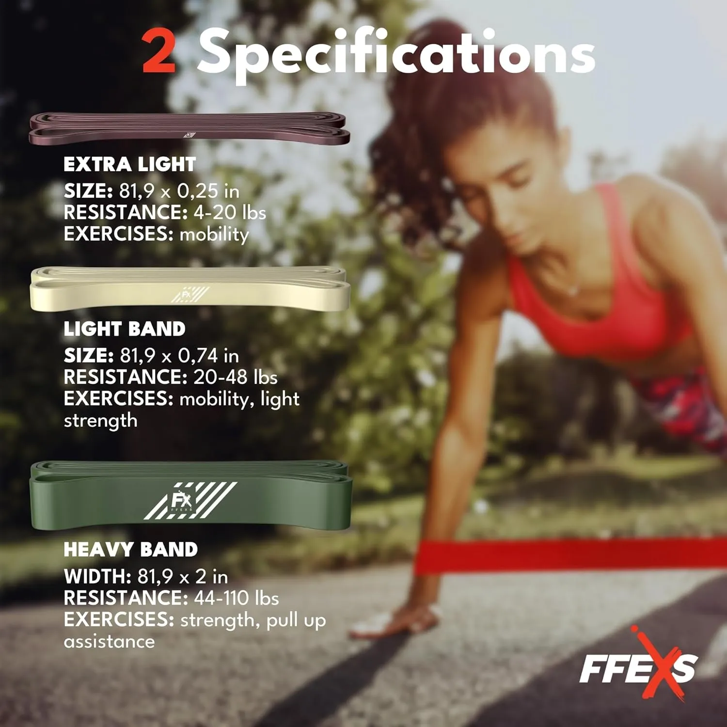 FX FFEXS / Pull up Assistance Bands Set - Pull up Resistance Bands for Men & Women - Elastic Pull up Bands for Working Out & Fitness & Stretch - Pull up Assist Power Bands