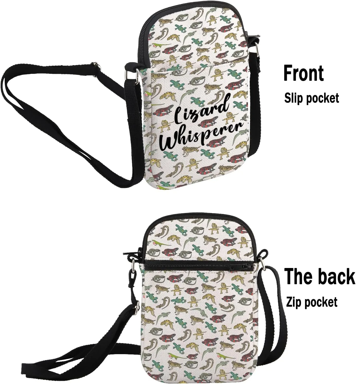 G2TUP Gecko Reptile Lover Gift Lizard Whisperer Crossbody Bag Leopard Gecko Lover Travel Bag Lizard Owner Gift