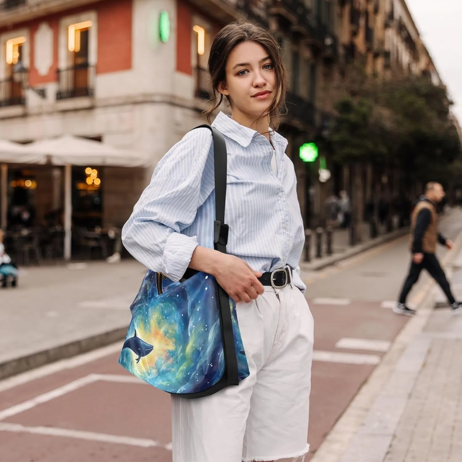 GAIGEO a of Sea Shells and Starfish Lightweight Leather Shoulder Bag, Men's Leather Crossbody Bag, Large Crossbody Bag