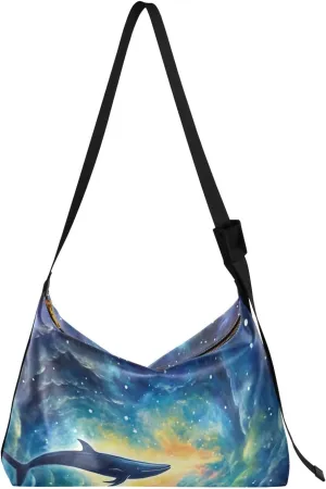 GAIGEO a of Sea Shells and Starfish Lightweight Leather Shoulder Bag, Men's Leather Crossbody Bag, Large Crossbody Bag