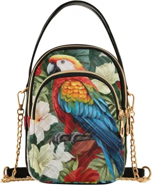 GAIGEO Colorful Tropical Leaves Crossbody Handbag with Chain Strap, Women's Crossbody Bag, Small Crossbody Purses for Women