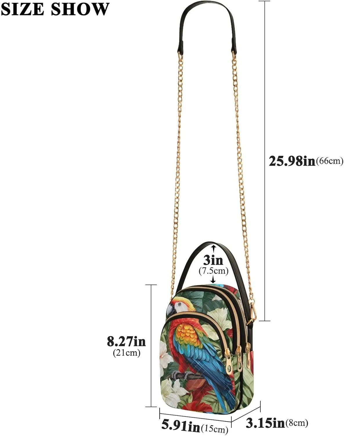 GAIGEO Colorful Tropical Leaves Crossbody Handbag with Chain Strap, Women's Crossbody Bag, Small Crossbody Purses for Women