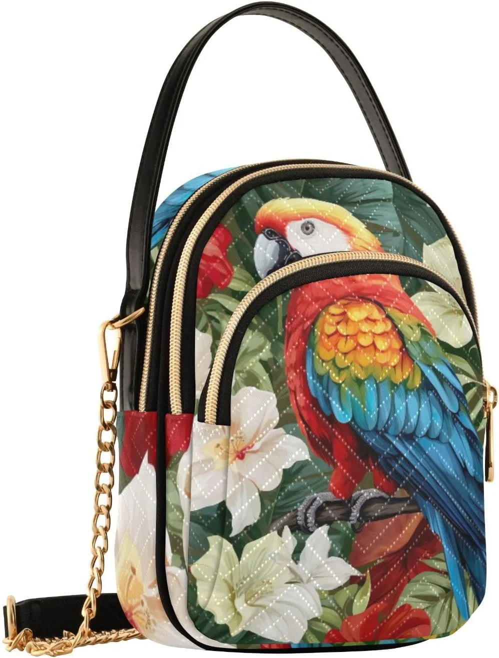 GAIGEO Colorful Tropical Leaves Crossbody Handbag with Chain Strap, Women's Crossbody Bag, Small Crossbody Purses for Women