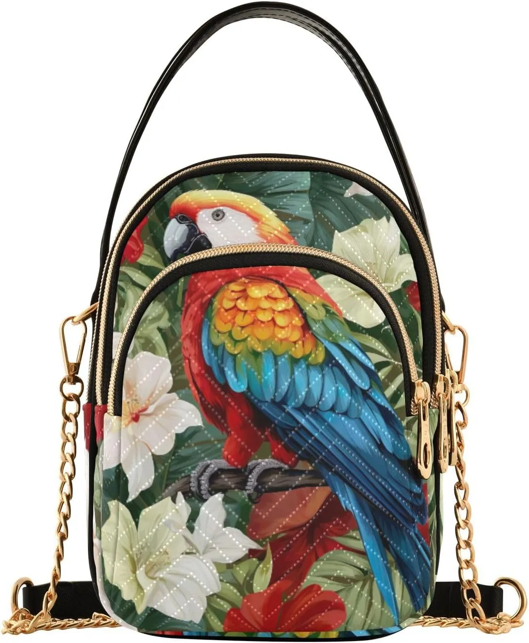 GAIGEO Colorful Tropical Leaves Crossbody Handbag with Chain Strap, Women's Crossbody Bag, Small Crossbody Purses for Women