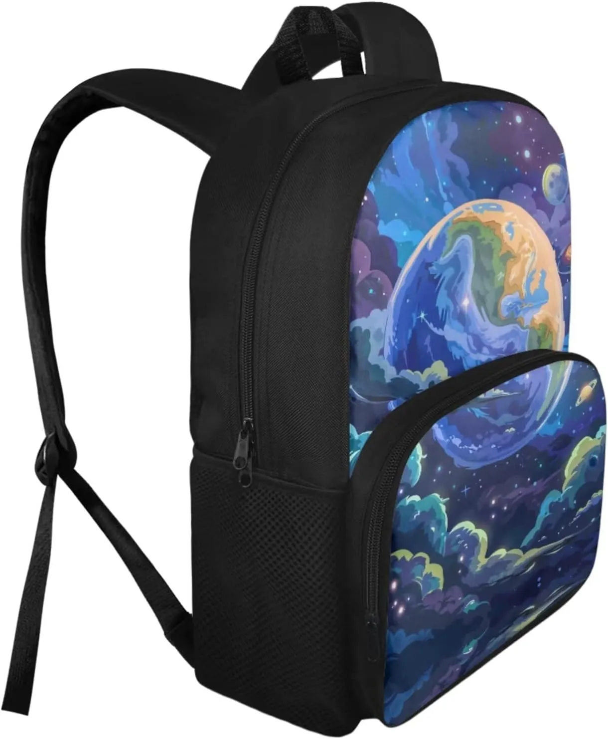 Galaxy Kids Backpack and Lunch Bag Set for First Year School 8-10 Years Large Capacity 15 inch Laptop Rucksack for Kindergarten Elementary School