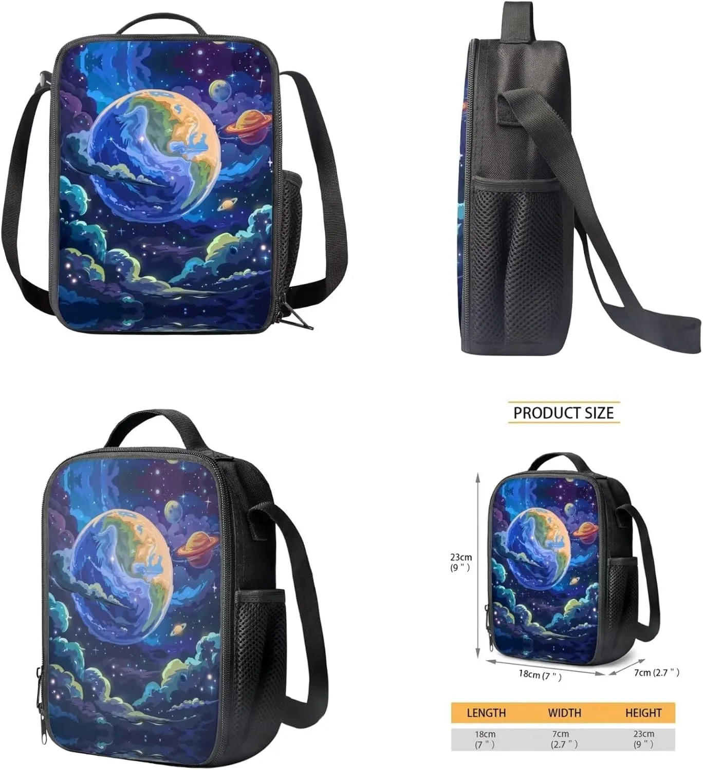 Galaxy Kids Backpack and Lunch Bag Set for First Year School 8-10 Years Large Capacity 15 inch Laptop Rucksack for Kindergarten Elementary School
