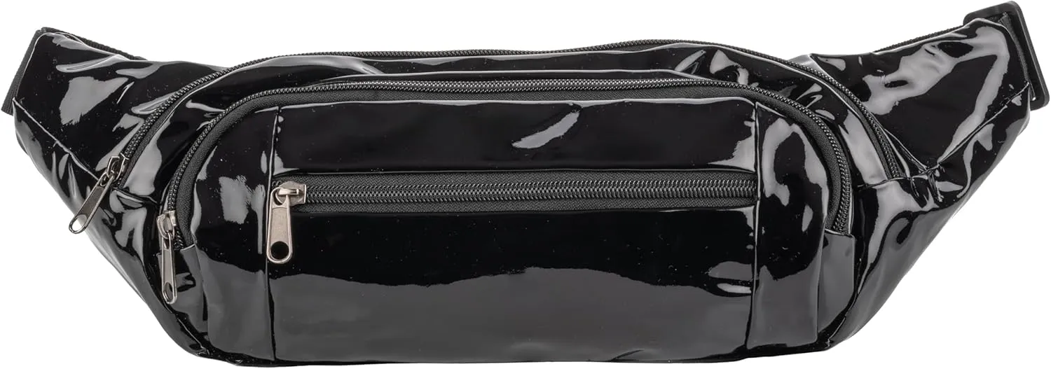 Gary Majdell Sport Metallic Fanny Pack with Adjustable Strap - Fashionable and Functional for Festivals, Travel, and Everyday Use, Black