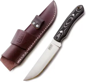 GCS Handmade Micarta Handle D2 Tool Steel Tactical Hunting Knife with leather sheath Full tang blade designed for Hunting & EDC GCS 307