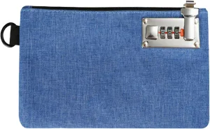 GEEDUD Lockable Money Bag - 5x8 Inches Durable Nylon Locking Bank Bag Coin Purse for Cash, Jewelry, Passports, Medicine, Credit Cards and Valuable Storage Cash Pouch (Blue)