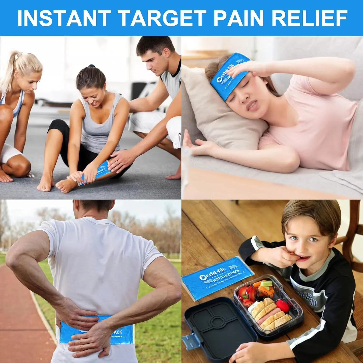 Gel Soft Flexible Ice Packs for Injuries Reusable, 2Pack-12" X 4.7", Freezer Cold Pack, Hot Cold Compress Cooling Gel Pad for Neck, Ankle, Knee, Leg, Shoulder, Elbow, Wrist, Feet Injury Pain Relief