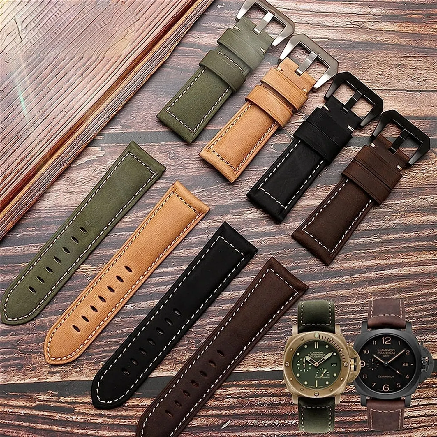 Genuine Cowhide Leather Watch Band for Panerai PAM111 441 Retro Man Watchband Wrist Strap 20mm 22mm 24mm