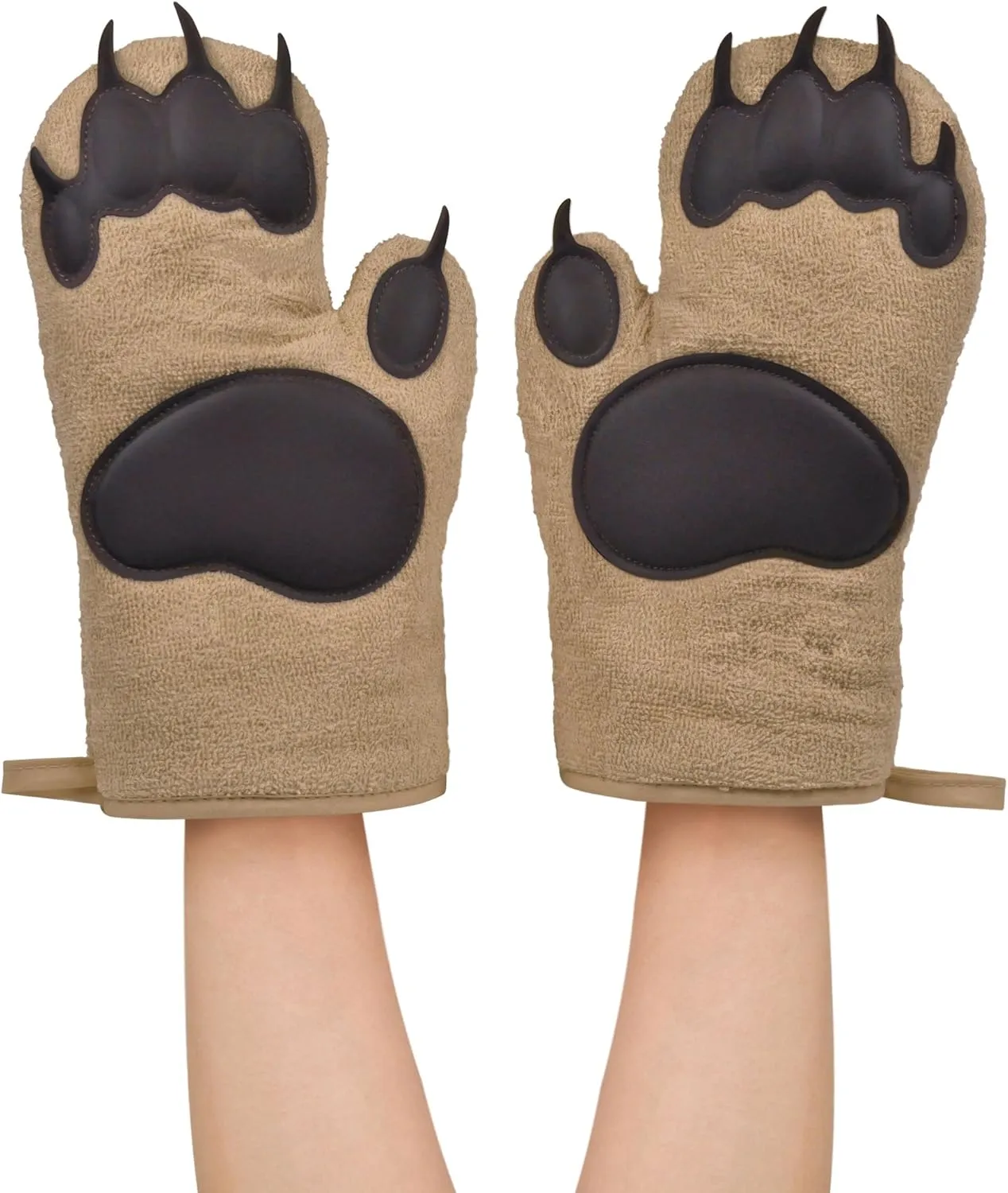 Genuine Fred BEAR HANDS Oven Mitts - Quality Cotton with Heat Resistant Silicone - Fun & Function Kitchen Gadgets - Funny White Elephant Gift - Great Gift for Home Cooks, Bakers, & Animal Lovers -