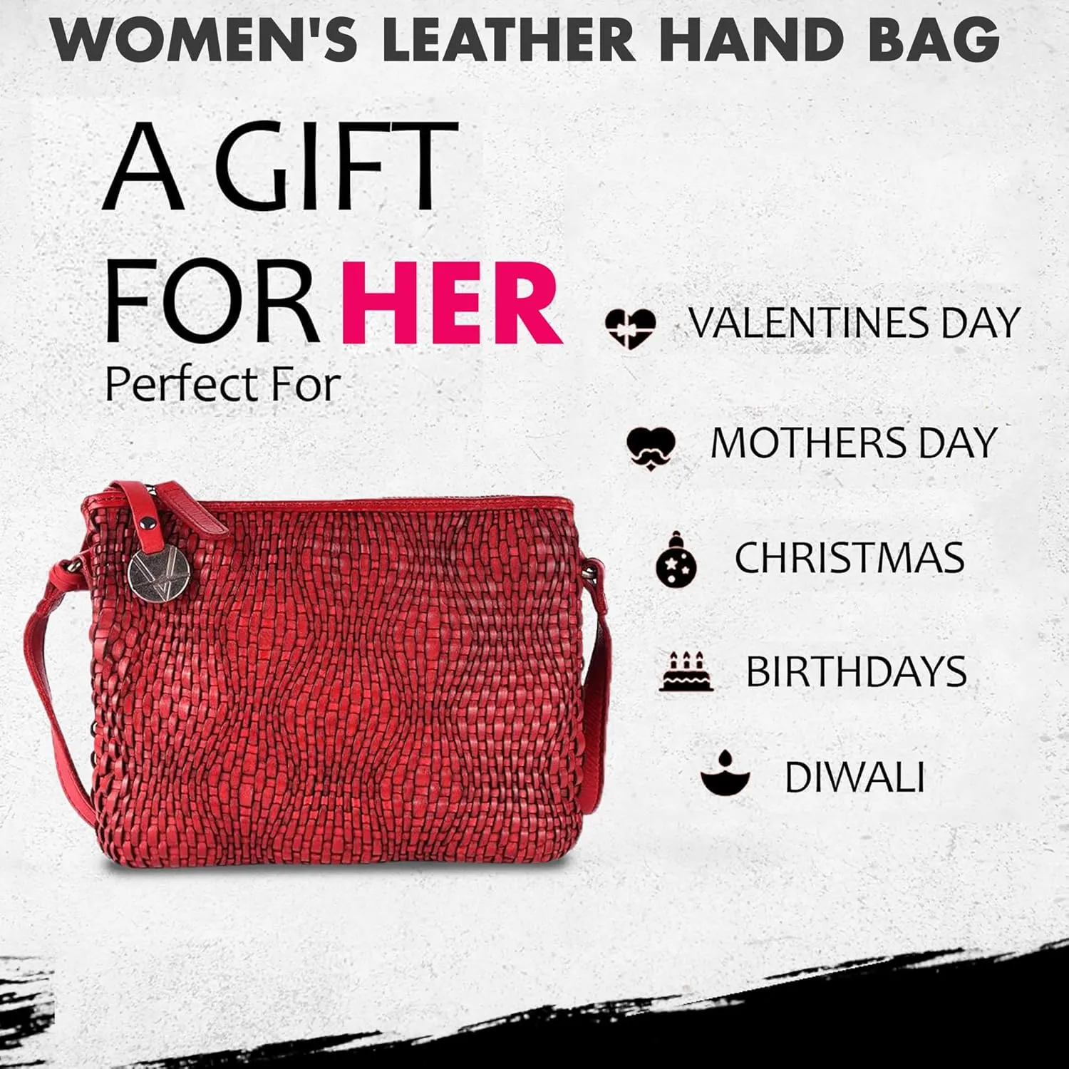 Genuine Leather Crossbody Sling Bag for Women - Trendy Casual Office Bag with Adjustable Strap