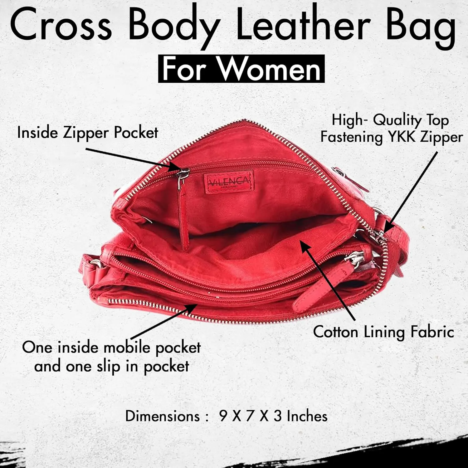 Genuine Leather Crossbody Sling Bag for Women - Trendy Casual Office Bag with Adjustable Strap