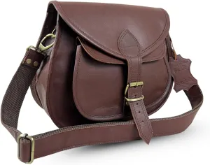 Genuine Leather Saddle Bag – Handmade Crossbody Purse with Buckle Closure & Adjustable Strap | Vintage Shoulder Bag for Women